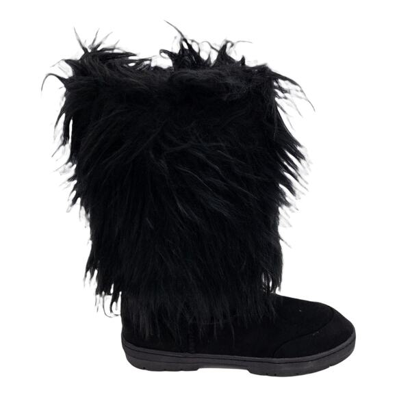Nature Breeze Black Tibet Drape Long Fur Accent Boots 10 Women's - Picture 5 of 10
